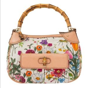 Gucci Flora Bamboo Handbag